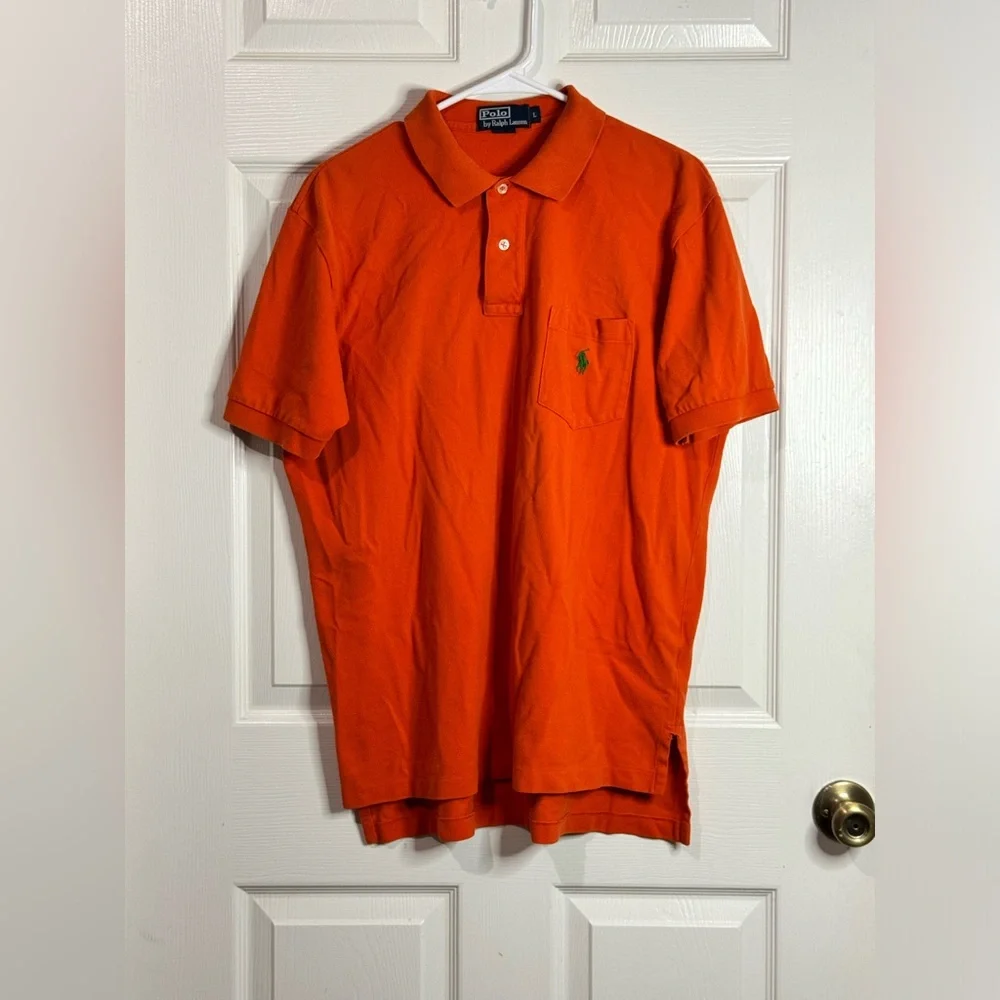 Ralph Lauren Polo Shirt Adult Large Orange Mens Golf Rugby